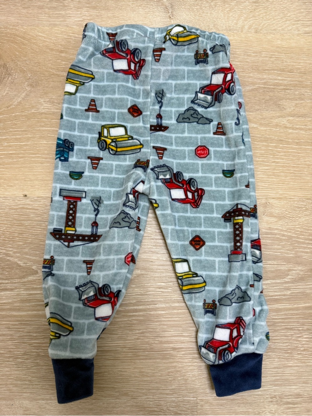 Construction Print Fleece Baby Jogger Pants - Gray with Multi Colored Trucks - Picture 3 of 3
